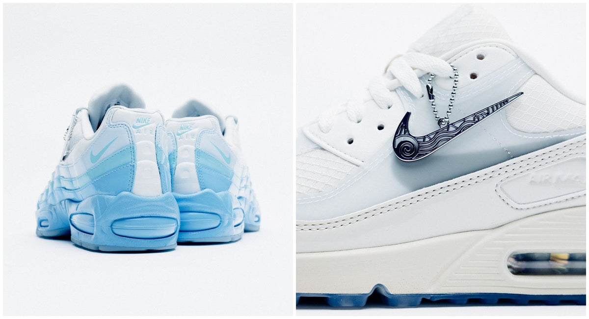 Nike Air Max 95 OG Big Bubble Premium and Air Max 90 Premium from the Blue Tint pack. Photo via Footwear News