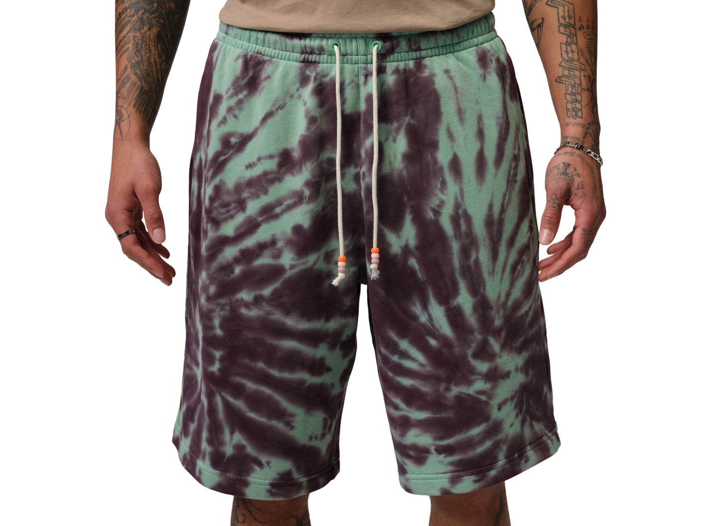 Jordan Brooklyn Fleece Tie-Dye Festival Short in Green Glow