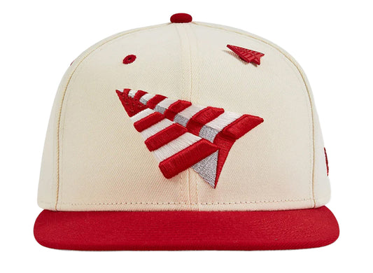 Paper Planes The Original 9Fifty Snapback Crown Hat in Chrome White / Crimson