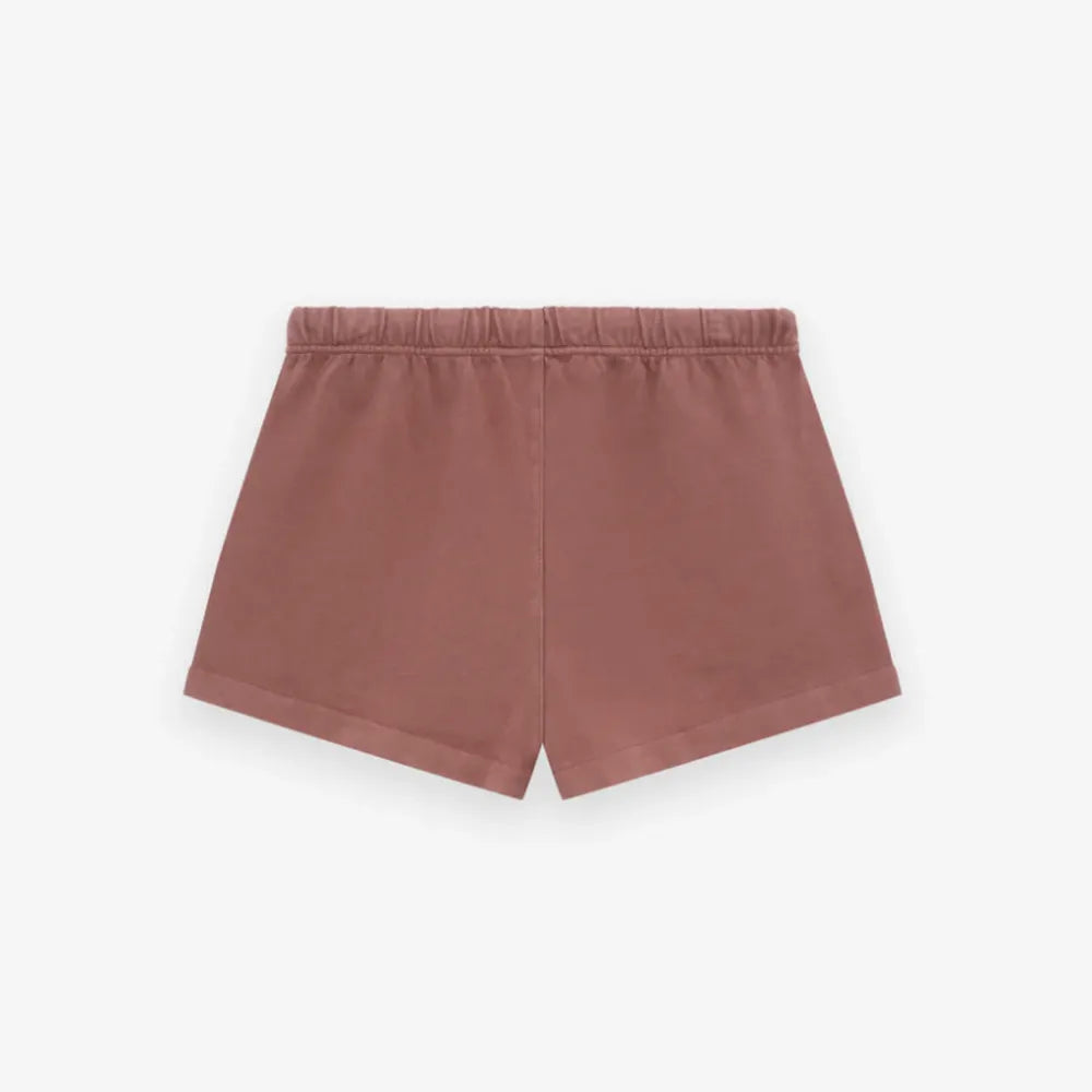Fear of God Essentials Heavy Jersey Soccer Shorts in Crimson