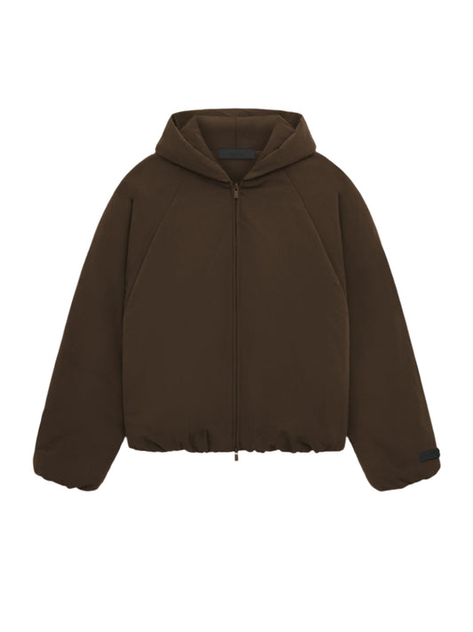 Fear of God Essentials Military Nylon Hooded Bomber in Brown