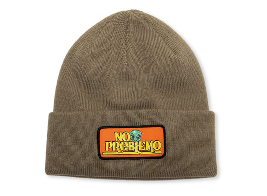 No Problemo Sticker Beanie in Olive