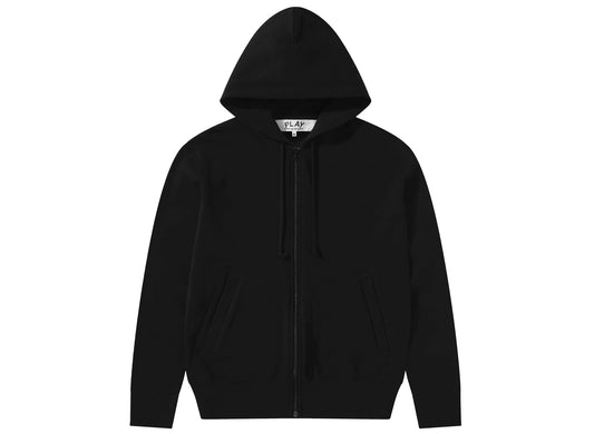 Comme des Garçons Play Red Emblem Back Logo Full Zip Hoodie in Black