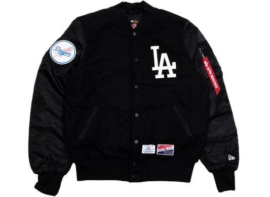 New Era Alpha Industries Los Angeles Dodgers MA1 Jacket F3 in Black