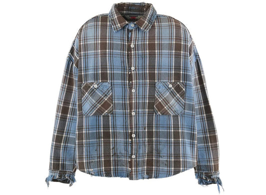 Saint Michael Flannel Shirt in Blue/Grey