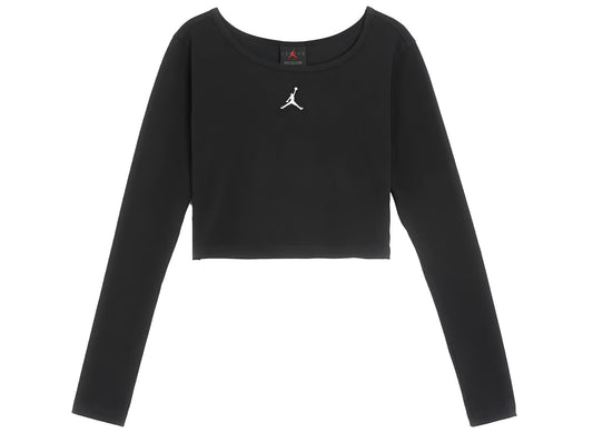 Women's Jordan Flight Cropped L/S Tee in Black