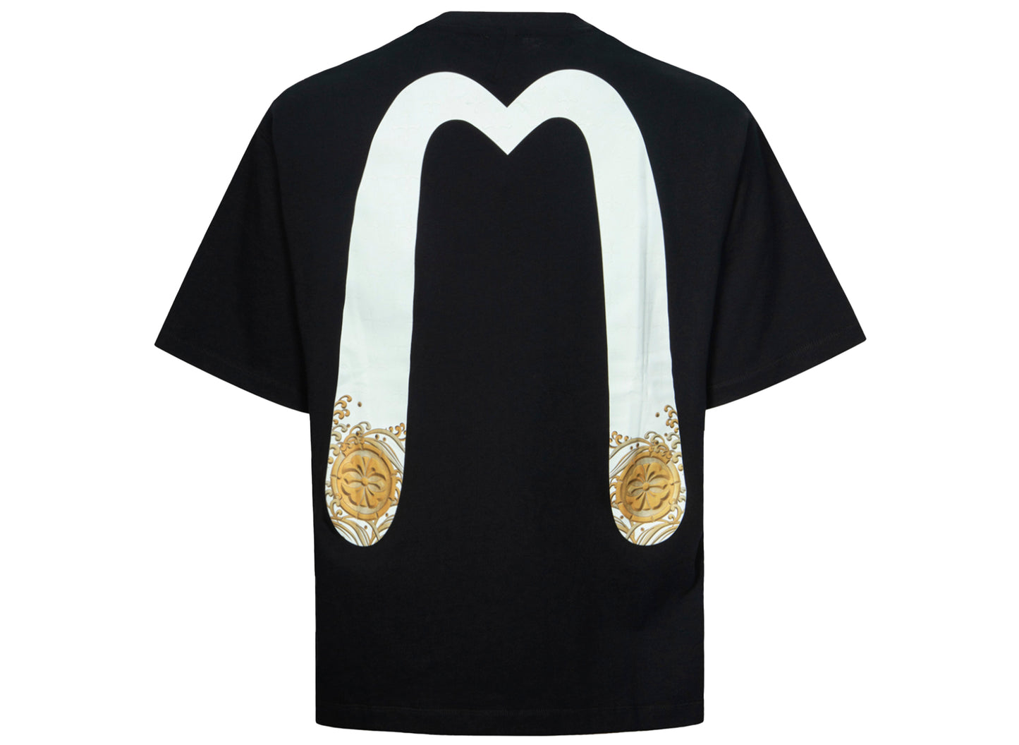 Evisu Daicock and Gold Kamon Print Relax Fit T-Shirt in Black xld