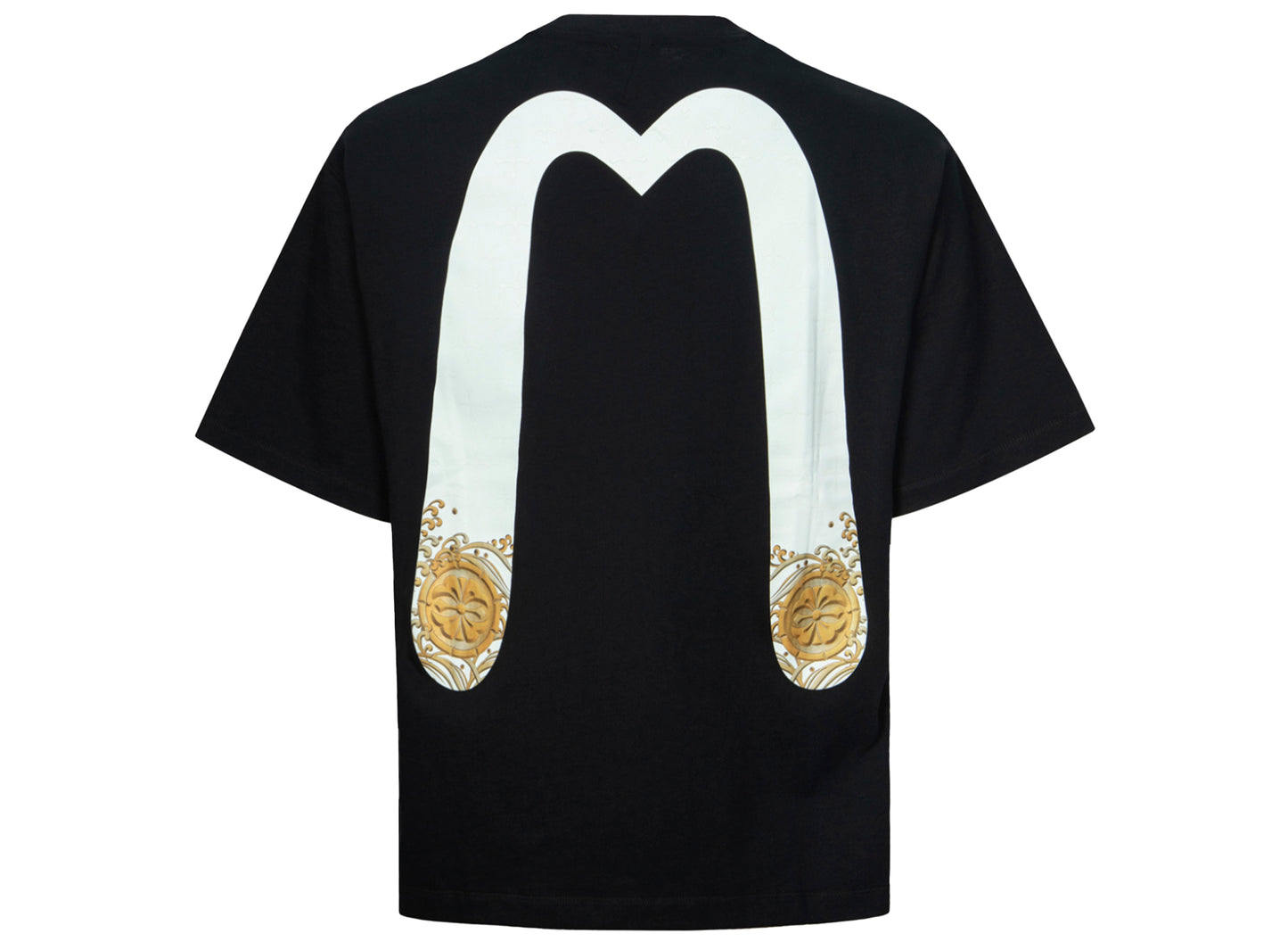 Evisu Daicock and Gold Kamon Print Relax Fit T-Shirt in Black