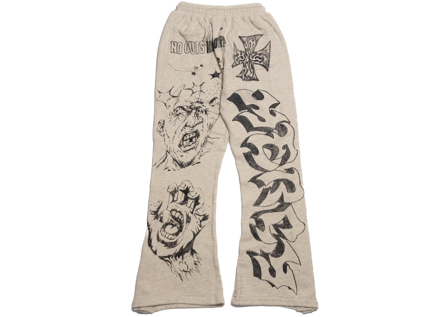 Hellstar Graffitti Mirror Face Sweatpants in Grey