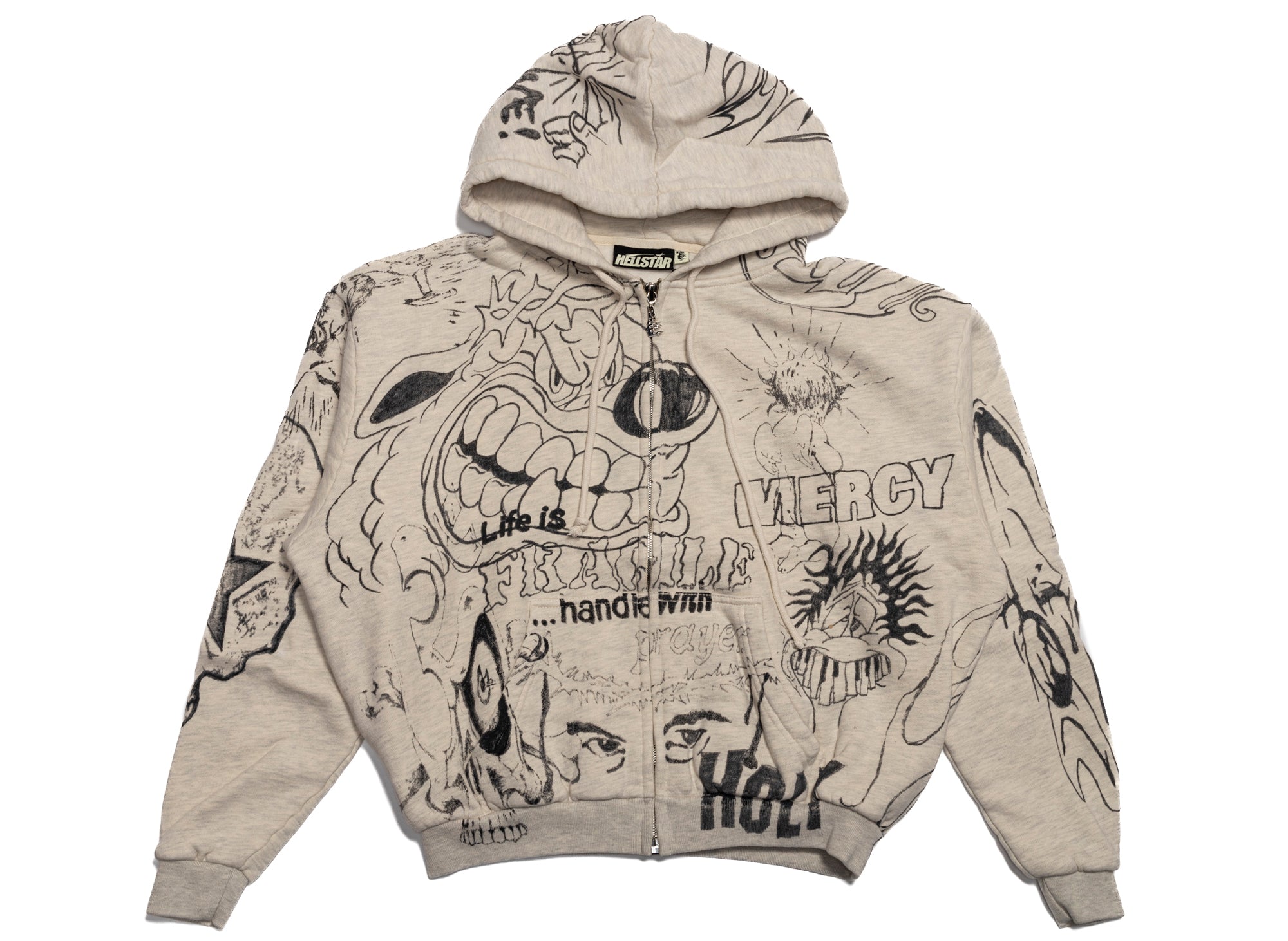 Hellstar Graffitti Zip-Up Hoodie in Grey | Oneness Boutique