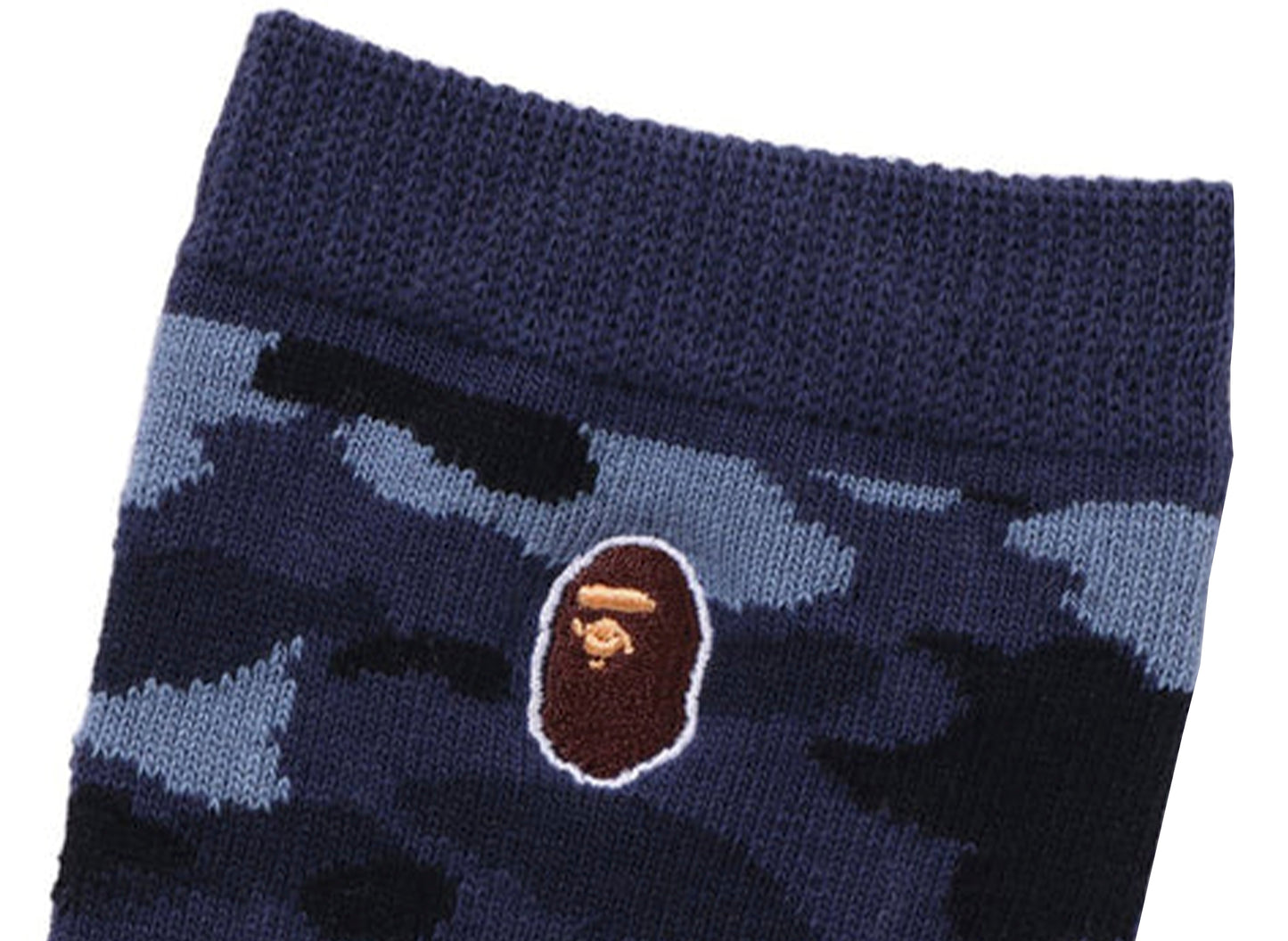 A Bathing Ape Color Camo Ape Head One Point Socks in Navy
