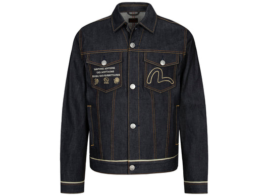 Evisu Deer Embroidery Daicock Print Regular Fit Denim Jacket