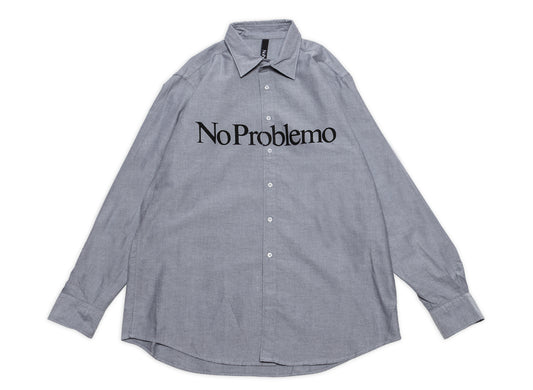 No Problemo Long Sleeve Oxford Shirt in Charcoal
