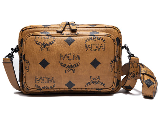 MCM Aren Maxi MN VI Small Crossbody Bag in Cognac Brown