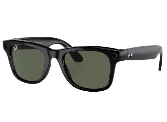 Ray-Ban Meta Wayfarer Sunglasses in Shiny Black w/ G15 Green Lenses