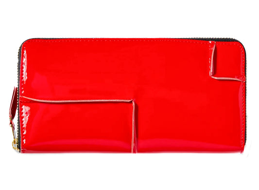 Comme des Garçon Reversed Hem Wallet in Red