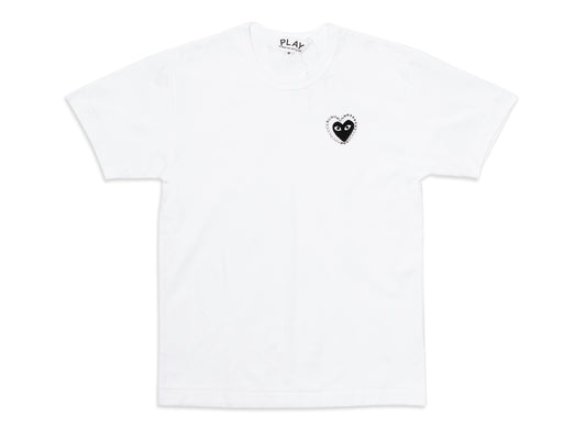 Comme des Garçons PLAY Metal Stone Heart Tee in White/Black