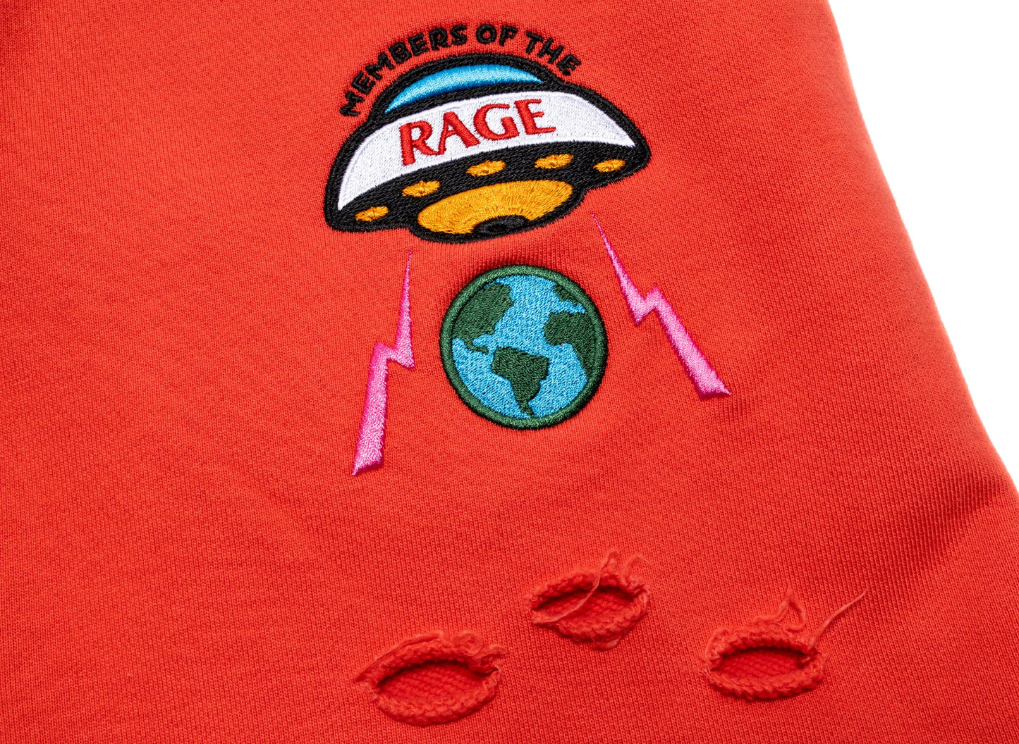 Members Of The Rage Distressed Small Logo Sweatpants in Infrared