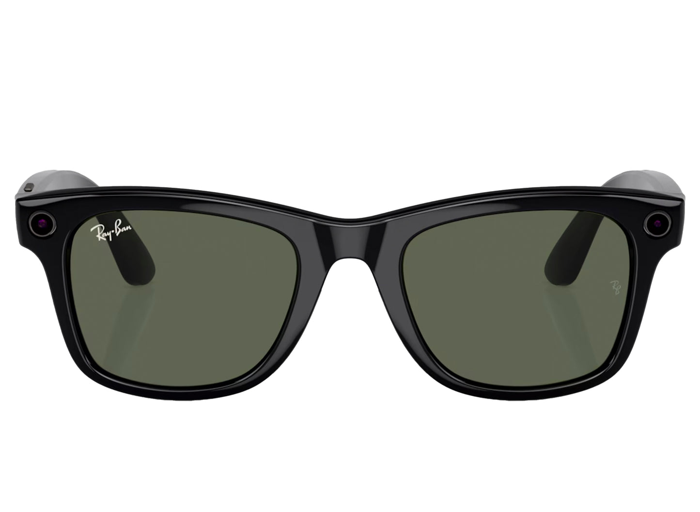 Ray-Ban Meta Wayfarer Sunglasses in Shiny Black w/ G15 Green Lenses xld