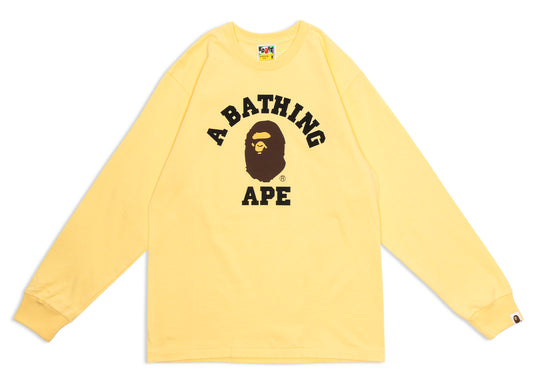 A Bathing Ape College L/S Tee in Yellow