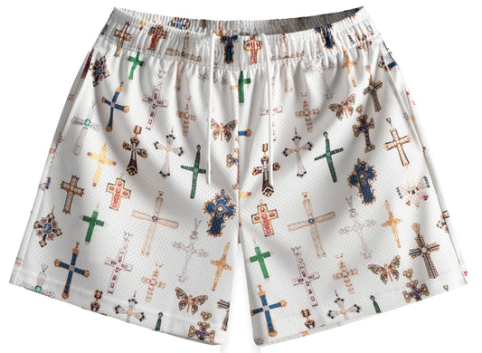 Bravest Studios White Cross Shorts