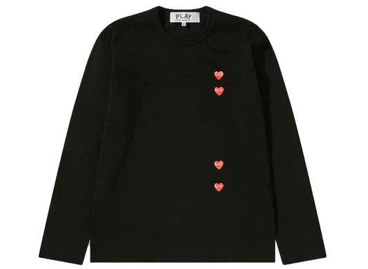 Comme des Garçons Play Multi Heart Long Sleeve T-Shirt in Black