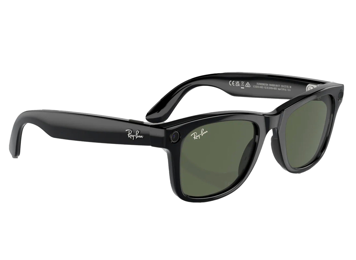 Ray-Ban Meta Wayfarer Sunglasses in Shiny Black w/ G15 Green Lenses