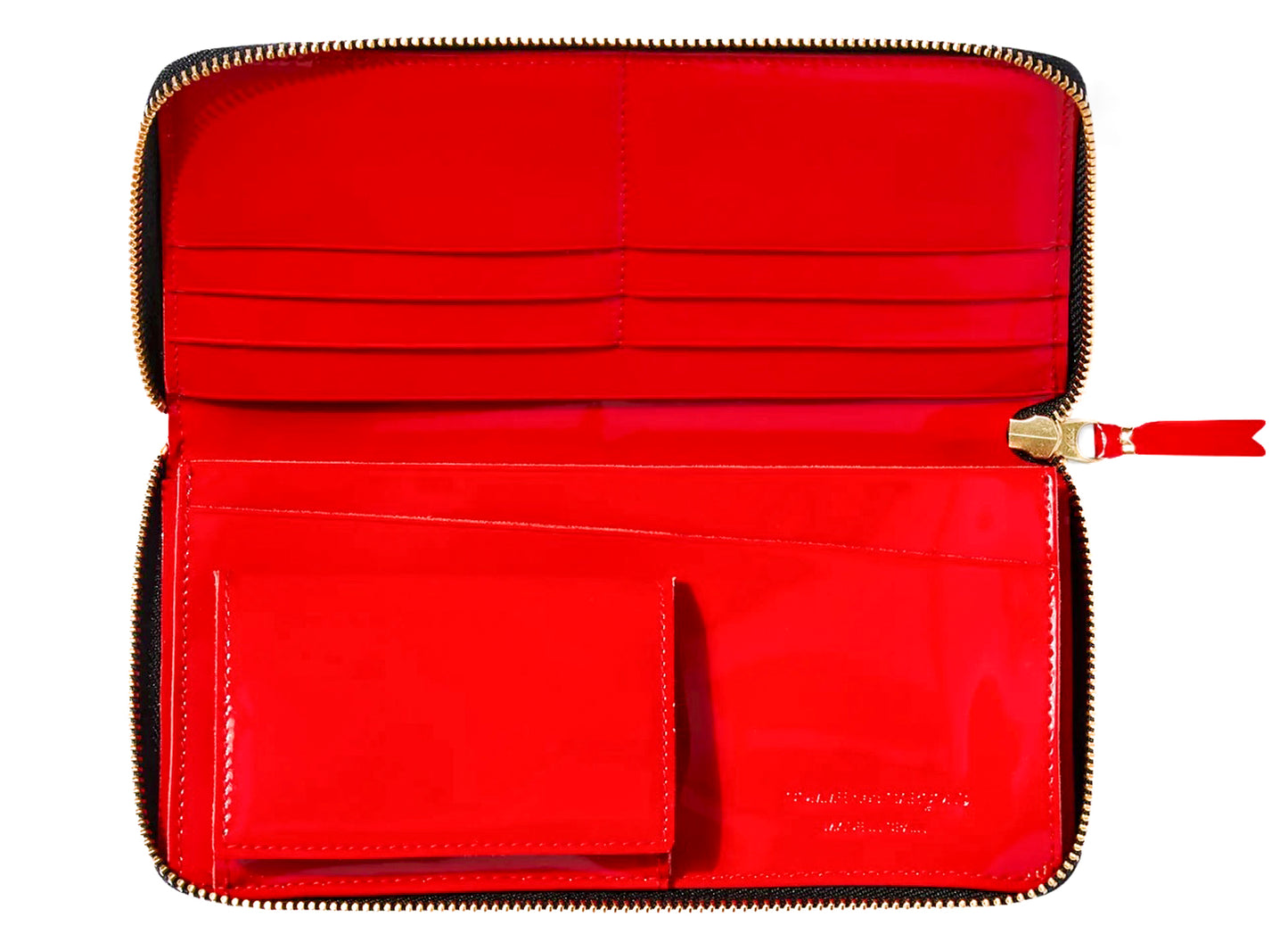 Comme des Garçon Reversed Hem Wallet in Red