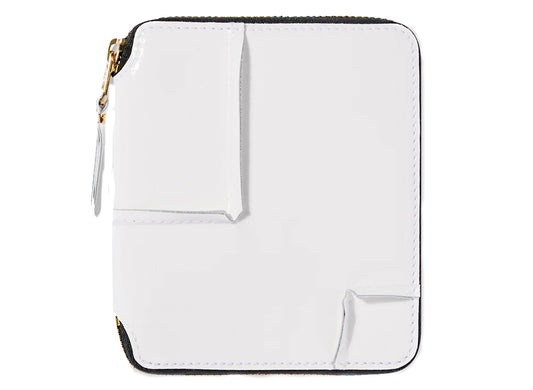 Comme des Garçon Reversed Hem Full Zip Around Wallet in White
