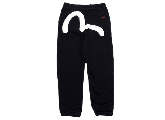 Evisu Brush Seagull Screen Print Sweatpants in Black