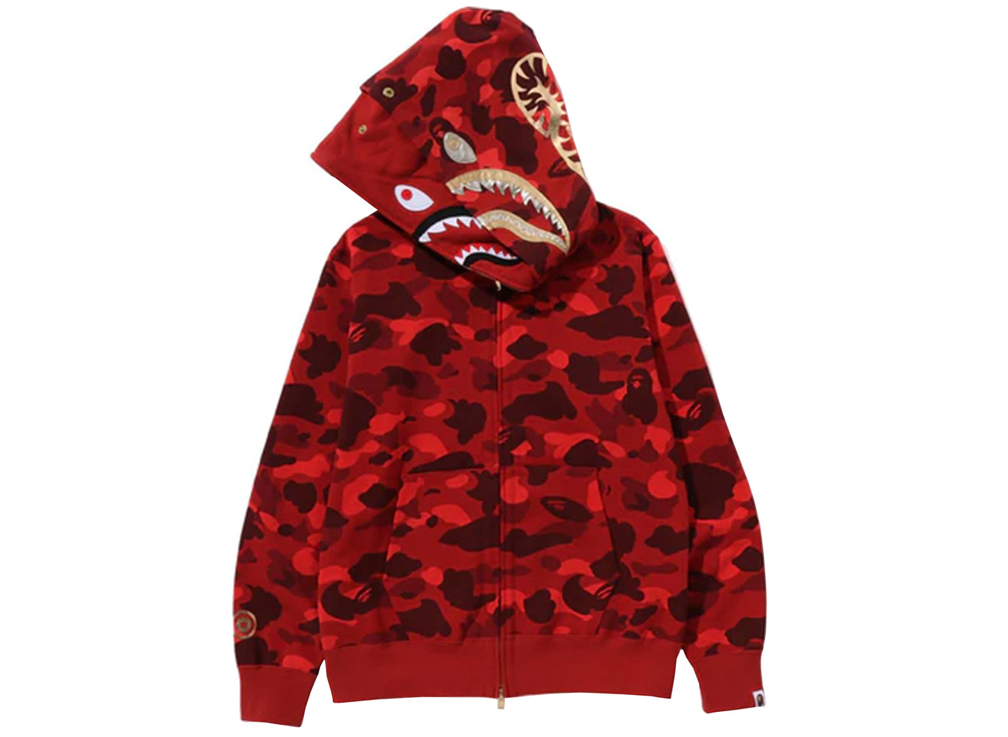A Bathing Ape Color Camo Double Shark Full Zip Hoodie in Red xld