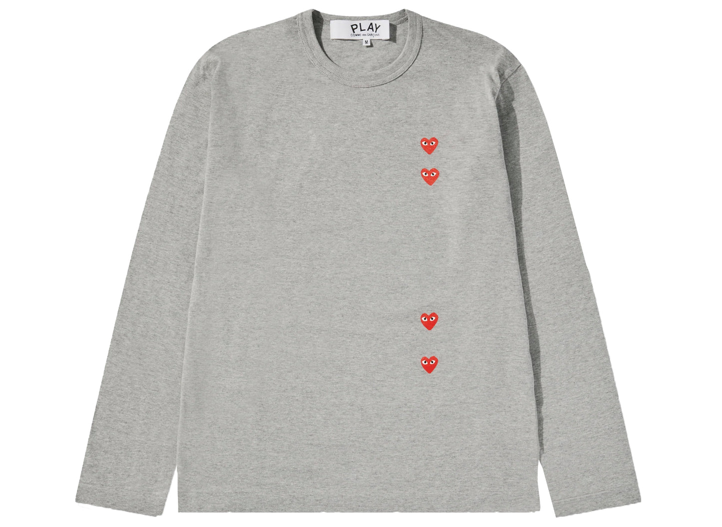 Comme des Garçons Play Multi Heart Long Sleeve T-Shirt in Grey