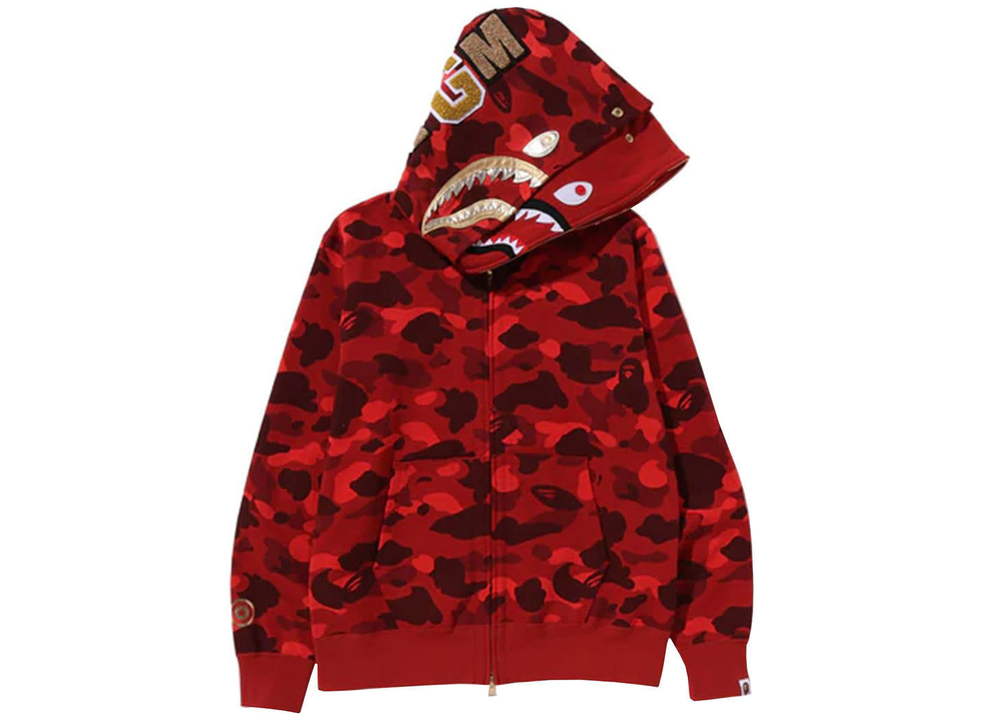 A Bathing Ape Color Camo Double Shark Full Zip Hoodie in Red xld