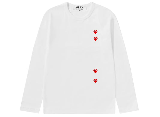 Comme des Garçons Play Multi Heart Long Sleeve T-Shirt in White