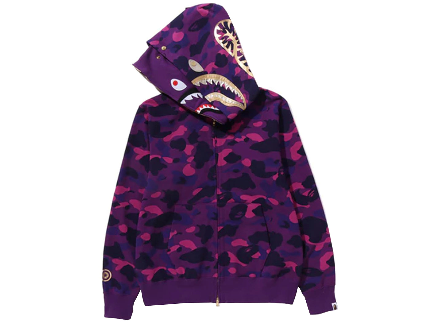 A Bathing Ape Color Camo Double Shark Full Zip Hoodie in Purple xld
