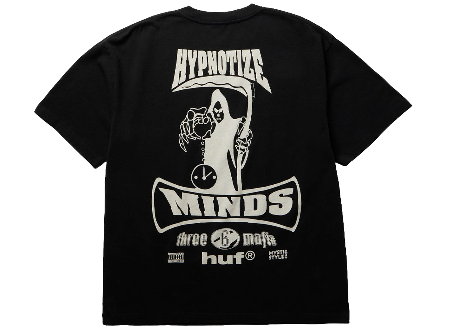 HUF x Three 6 Mafia Most Known Unknown SS Tee in Washed Black
