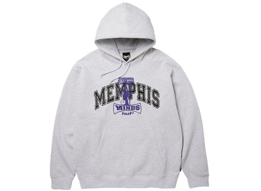 HUF x Three 6 Mafia Memphis PO Hoodie in Heather Grey, front view