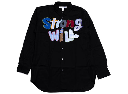 Comme des Garçons SHIRT Embroidered Strong Will Button-Up Shirt