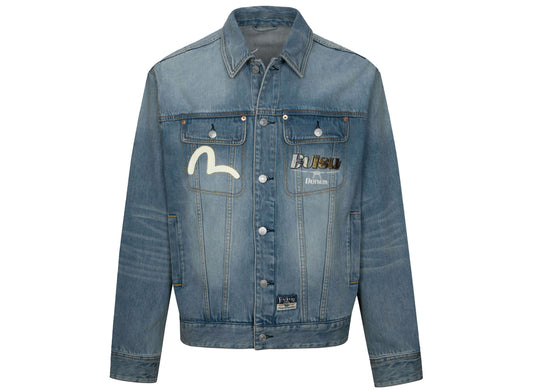 Evisu Hanafuda Daruma Daicock Embroidered Relax Fit Denim Jacket