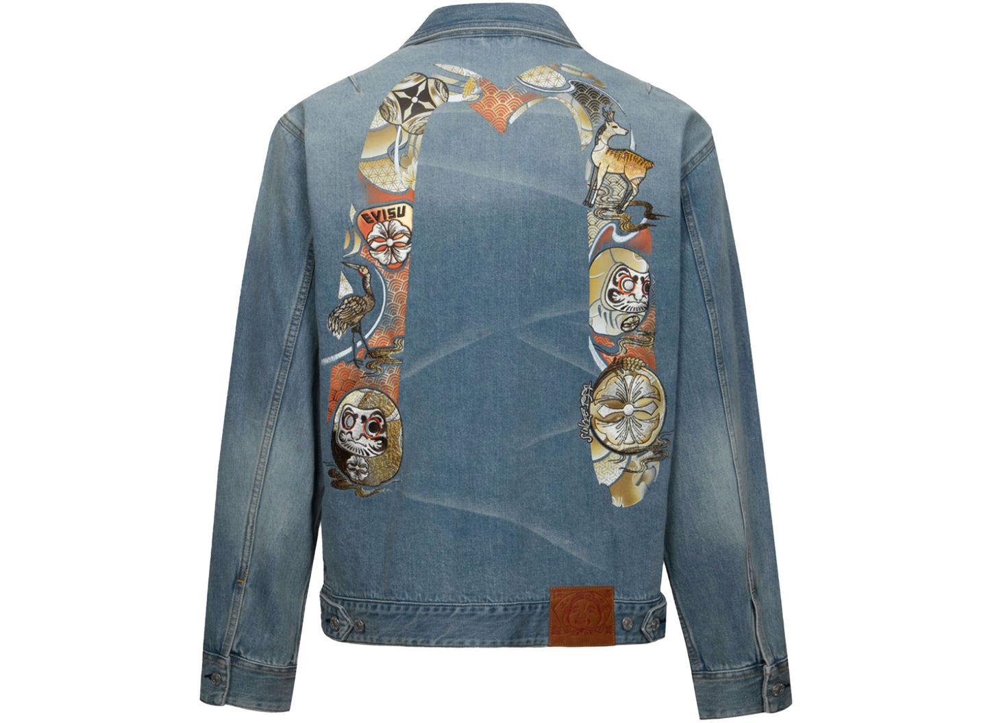 Evisu Hanafuda Daruma Daicock Embroidered Relax Fit Denim Jacket
