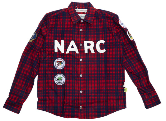 Advisory Board Crystals Abc. NARC Flannel Shirt in Red