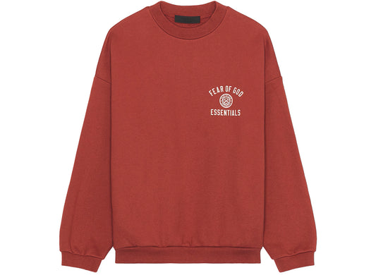 Fear of God Essentials Fleece Crewneck in Crimson