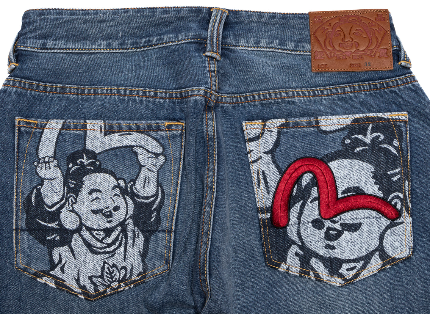 Evisu Printed Pocket w/ Seagull Embroidery Jeans