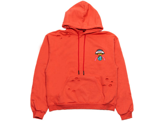 Members Of The Rage Small Logo Distressed Hoodie in Infrared