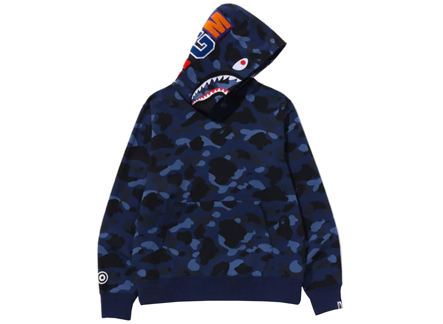 A Bathing Ape Color Camo Shark Pullover Hoodie in Navy xld