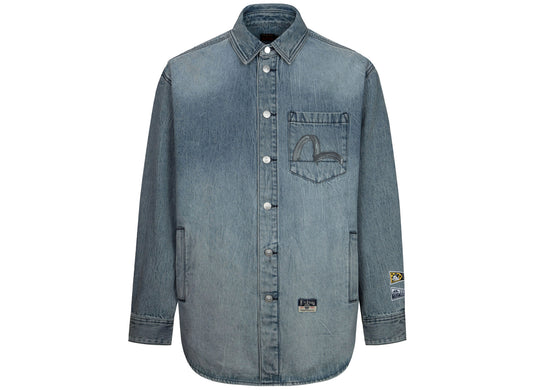 Evisu Brush Daicock Print Regular Fit Denim Shirt Jacket