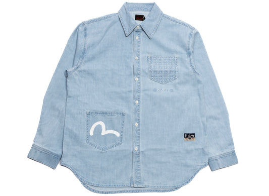 Evisu Seagull Embroidered Denim Shirt