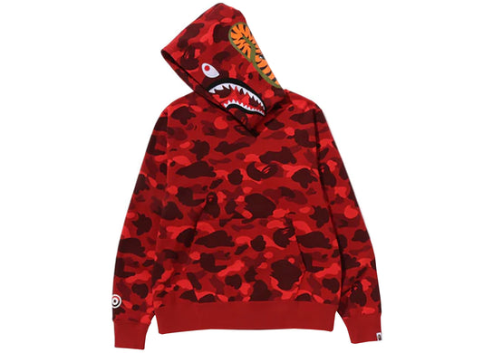 A Bathing Ape Color Camo Shark Pullover Hoodie in Red xld