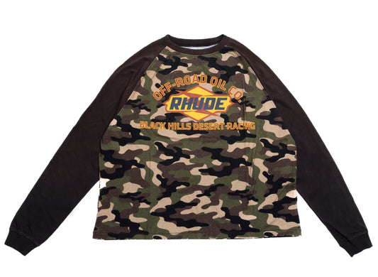 Rhude Black Hills Raglan L/S Tee in Camo