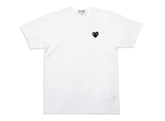 Comme des Garçons PLAY Rhinestone Heart Tee in White/Black